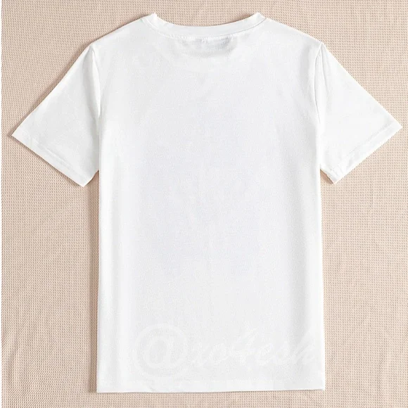 White Graphic Tee Shirt Short Sleeve Floral Hippie Surf Bus Print - Picture 2 of 6